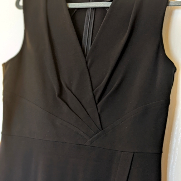 Black Knit Sleeveless Sheath with ruche detail at chest and waist - Picture 2 of 6